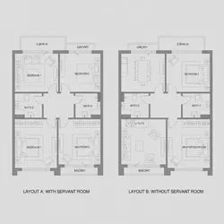3 BHK Flat Plan With Servant Room vs Without Servant Room: Layout Comparison