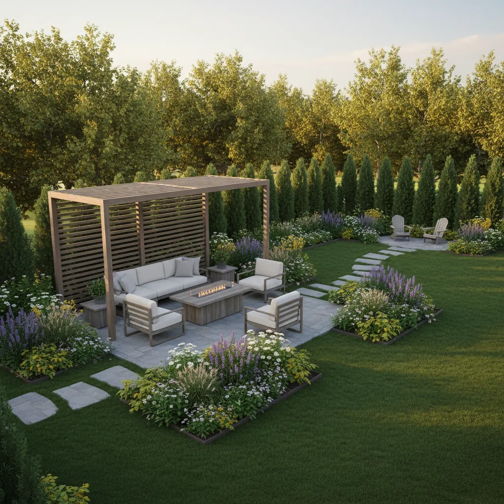 3D backyard preview created with home landscaping software