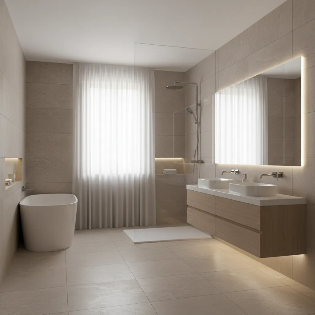 3D visualization of modern bathroom created using design software