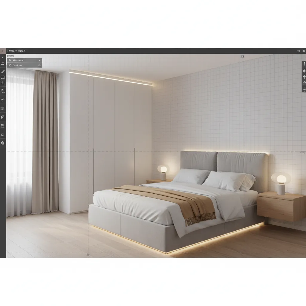 3D visualization of small bedroom layout planning