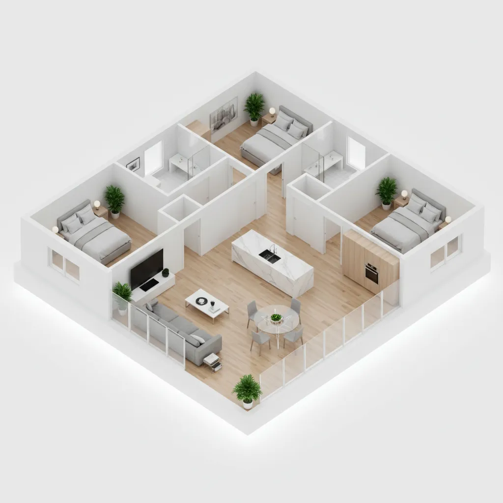 3D visualization of residential building layout model