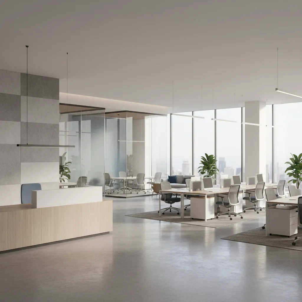 3D visualization of commercial office layout generated from floor plan software