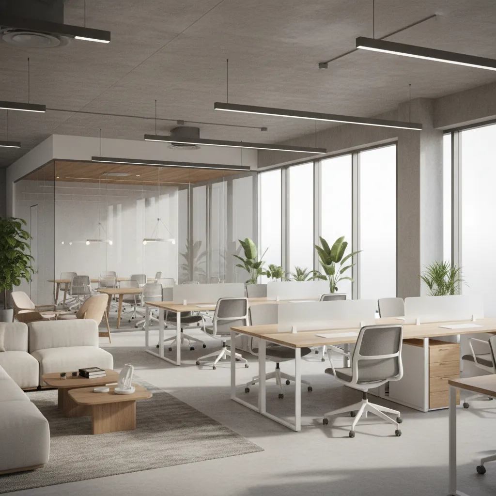 3D visualization of a modern commercial office layout