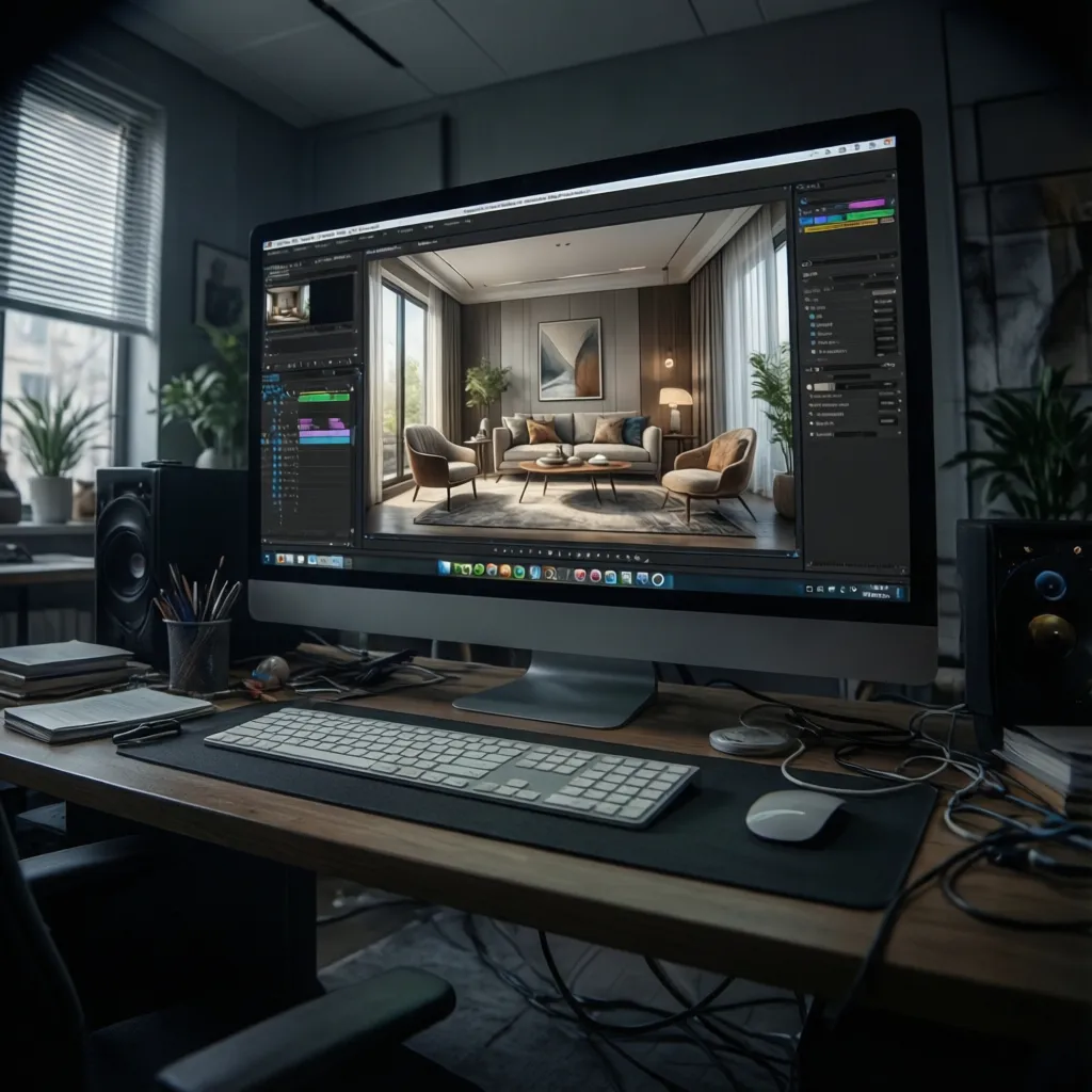 Stereo alignment interface adjusting parallax depth for a 3D interior video