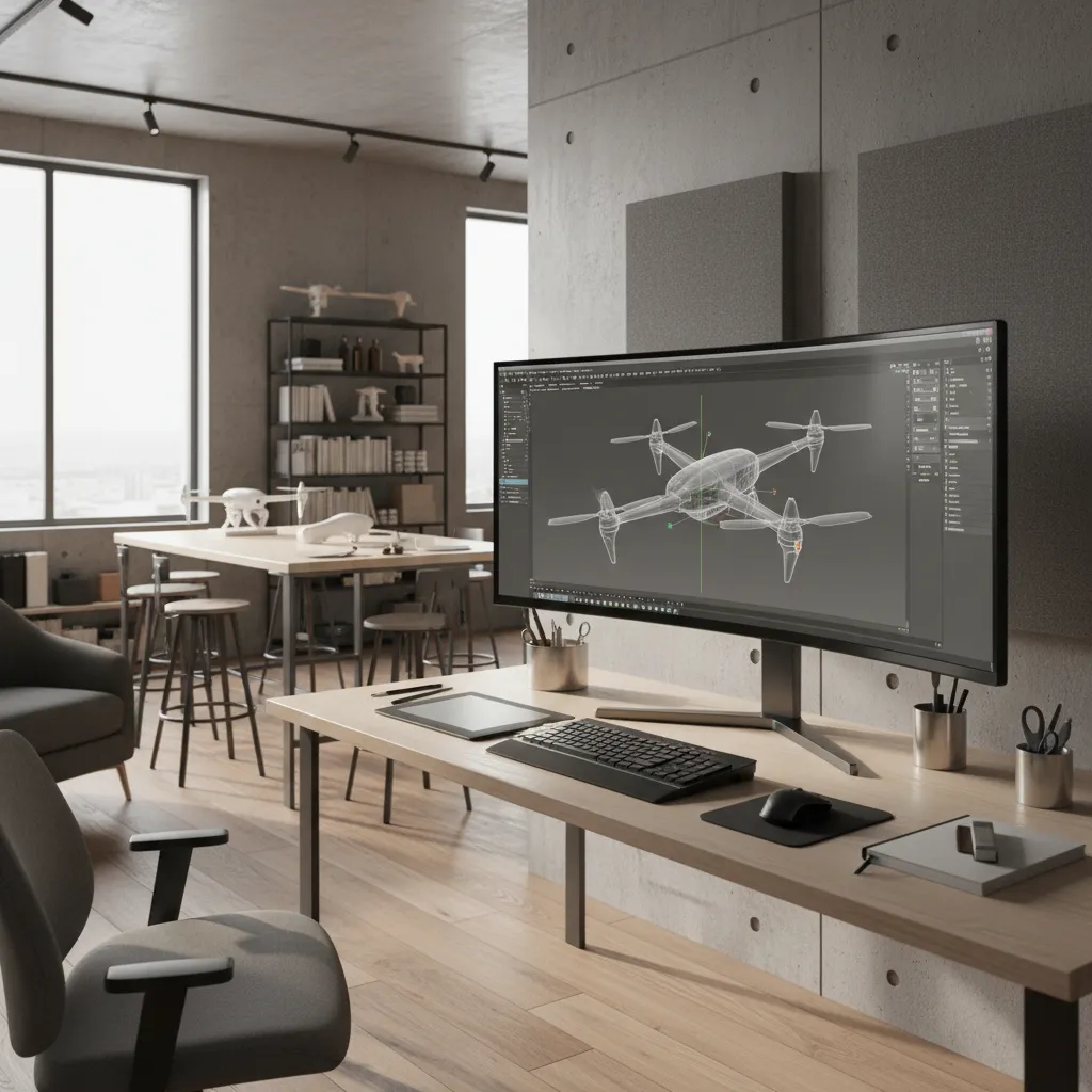 Designer adjusting 3D prototype model on workstation during product development