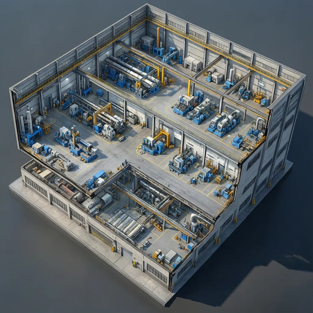 mô hình 3d mặt bằng nhà xưởng công nghiệp