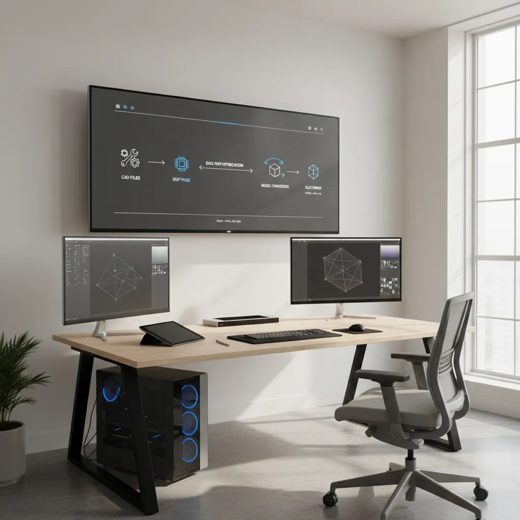 workflow diagram converting 3D model formats to glb or obj