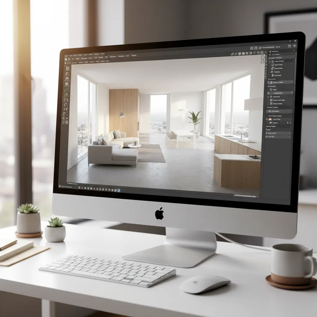 Plano de vivienda en 3D usado para planificar interiores