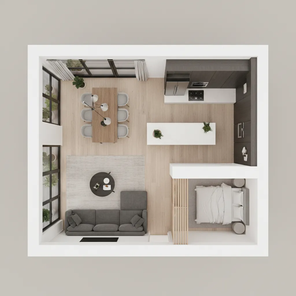 3D floor plan created using home improvement design software