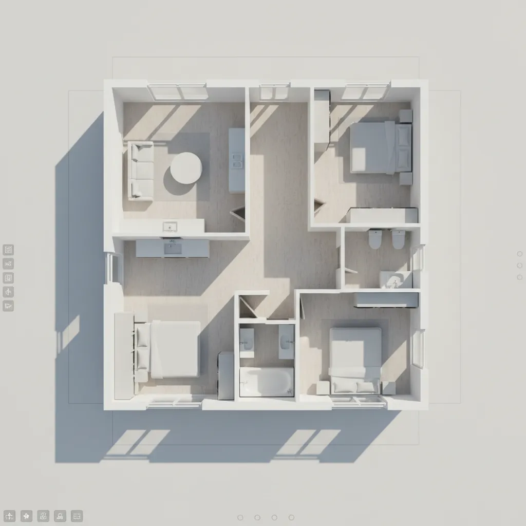 3D floor plan layout being edited in house design software
