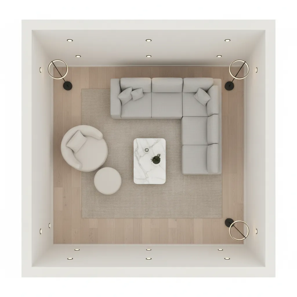 3D floor plan layout created with interior design software
