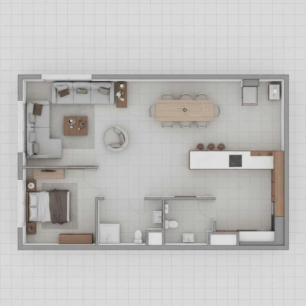 Digital floor plan layout being arranged in home design software