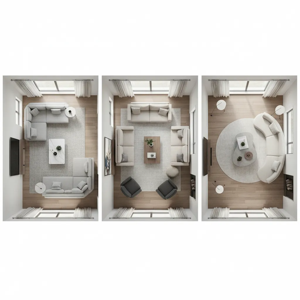 Multiple layout variations created with a 3D floor plan designer