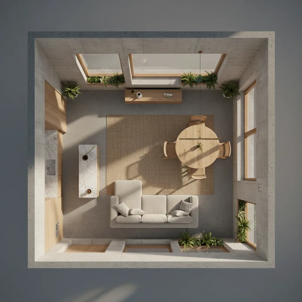 Diseño de distribución de salón en plano 3D