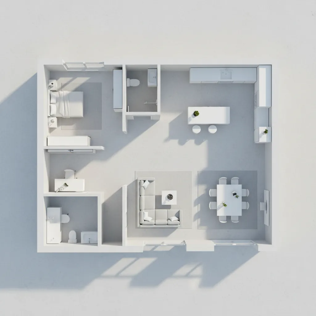 Mặt bằng 3D bố trí nội thất căn hộ