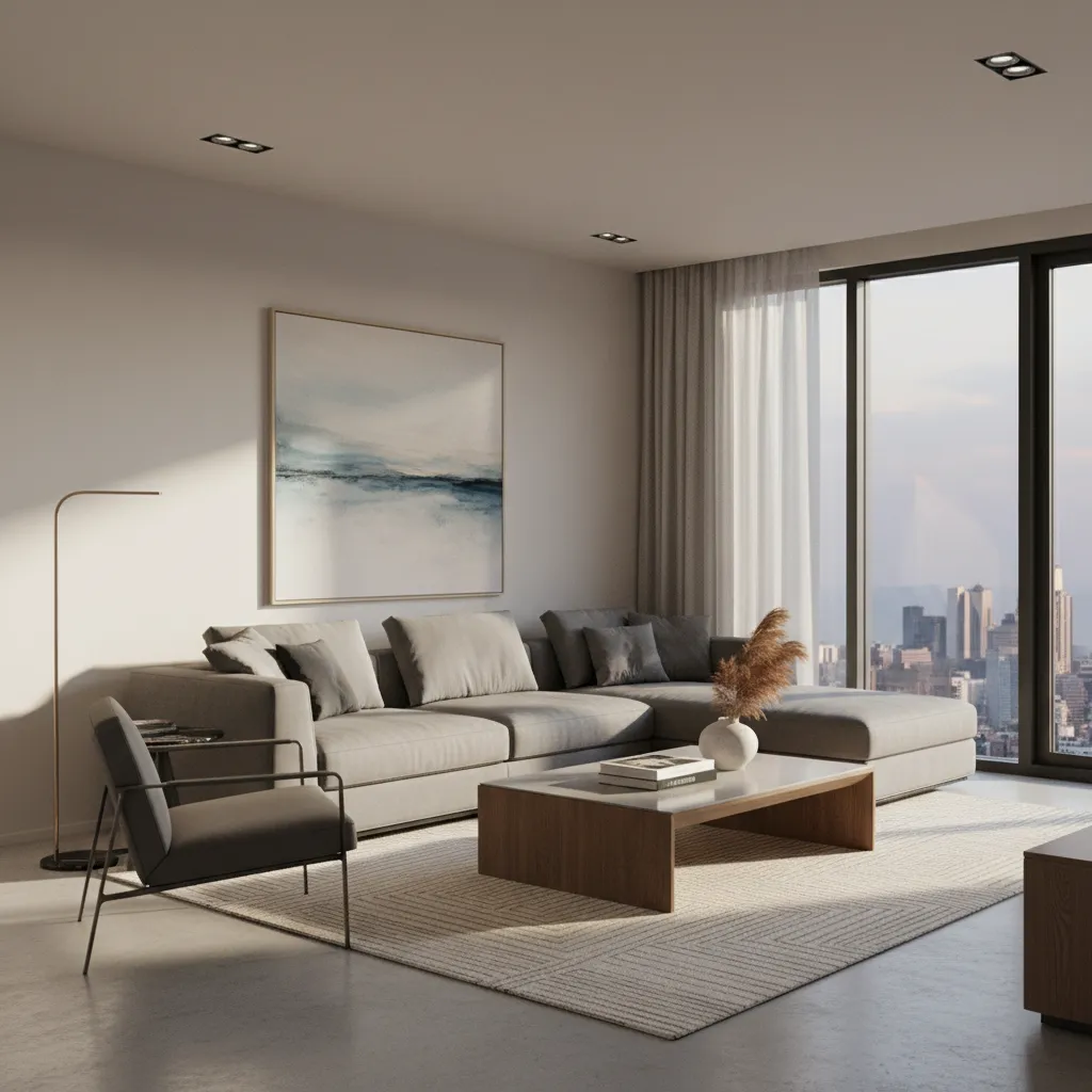3D preview of a living room generated from a floor plan creator app