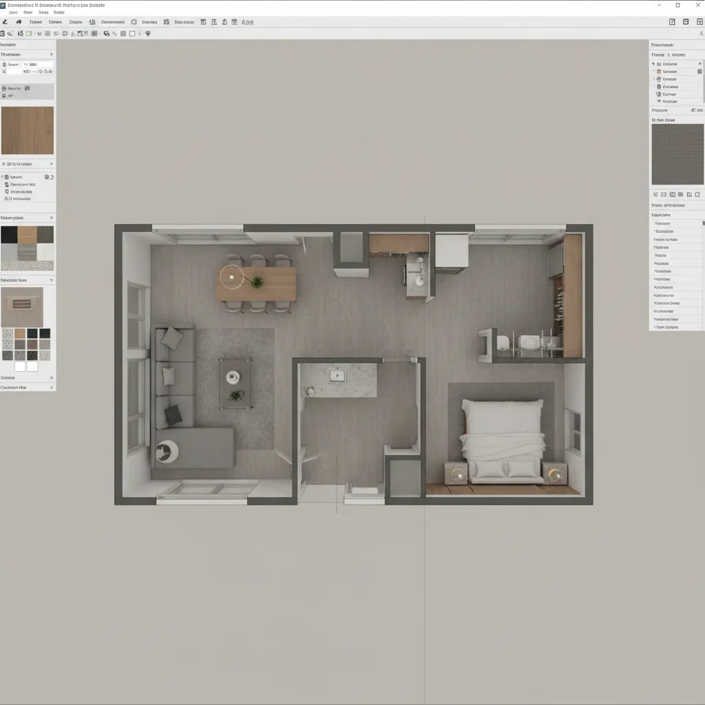 architectural software interface showing 3D floor plan model under construction