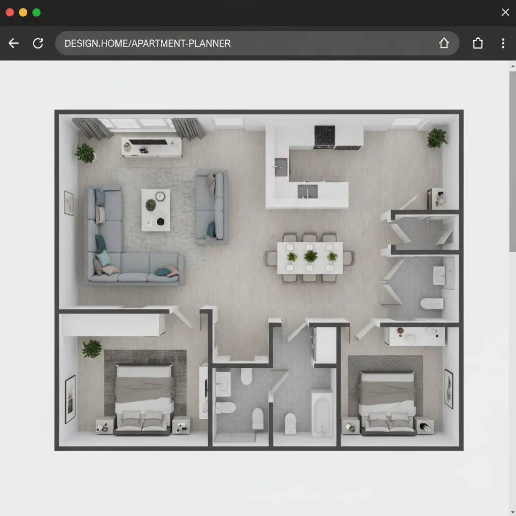 3D floor plan layout displayed in a browser-based planner