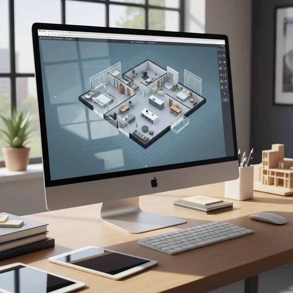 browser based 3D floor plan designer interface showing home layout and room planning