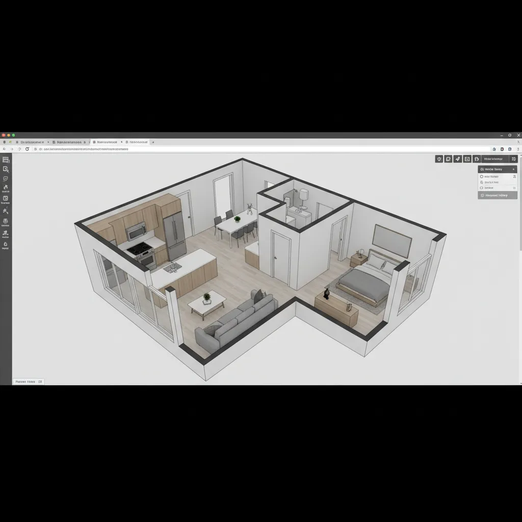 3D home layout displayed in an online floor planning tool interface