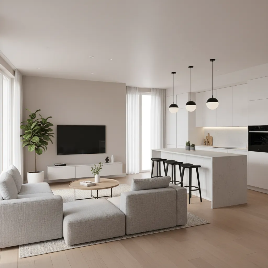 3D visualization of apartment layout generated from an online floor plan tool