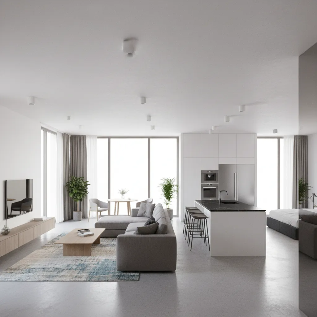 3D visualization generated from a floor plan creator showing a modern apartment interior