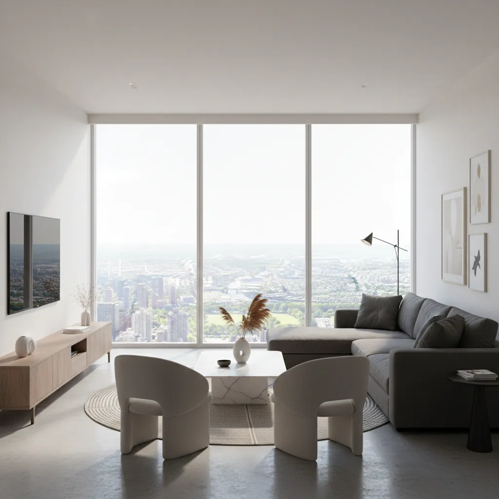 3D visualization of living room generated from floor plan design software