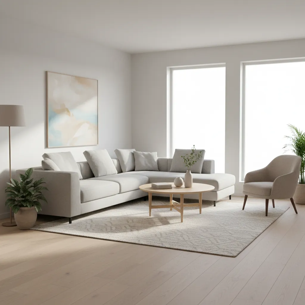 3D visualization of a modern living room generated from a floor plan design tool
