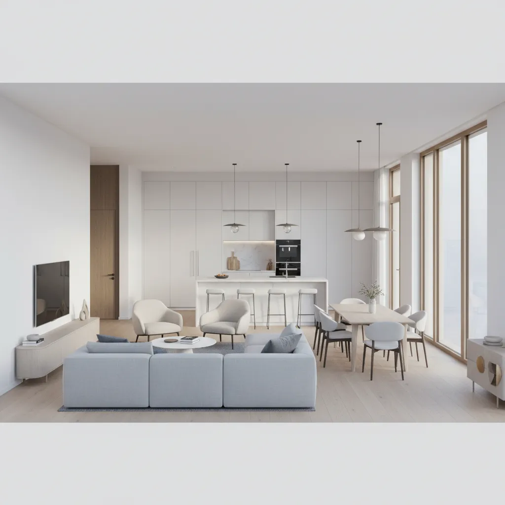 3D floor plan visualization of a modern apartment interior