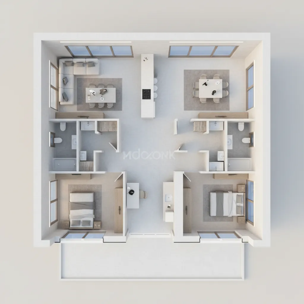 3d floor plan showing wall measurements used for painting estimates