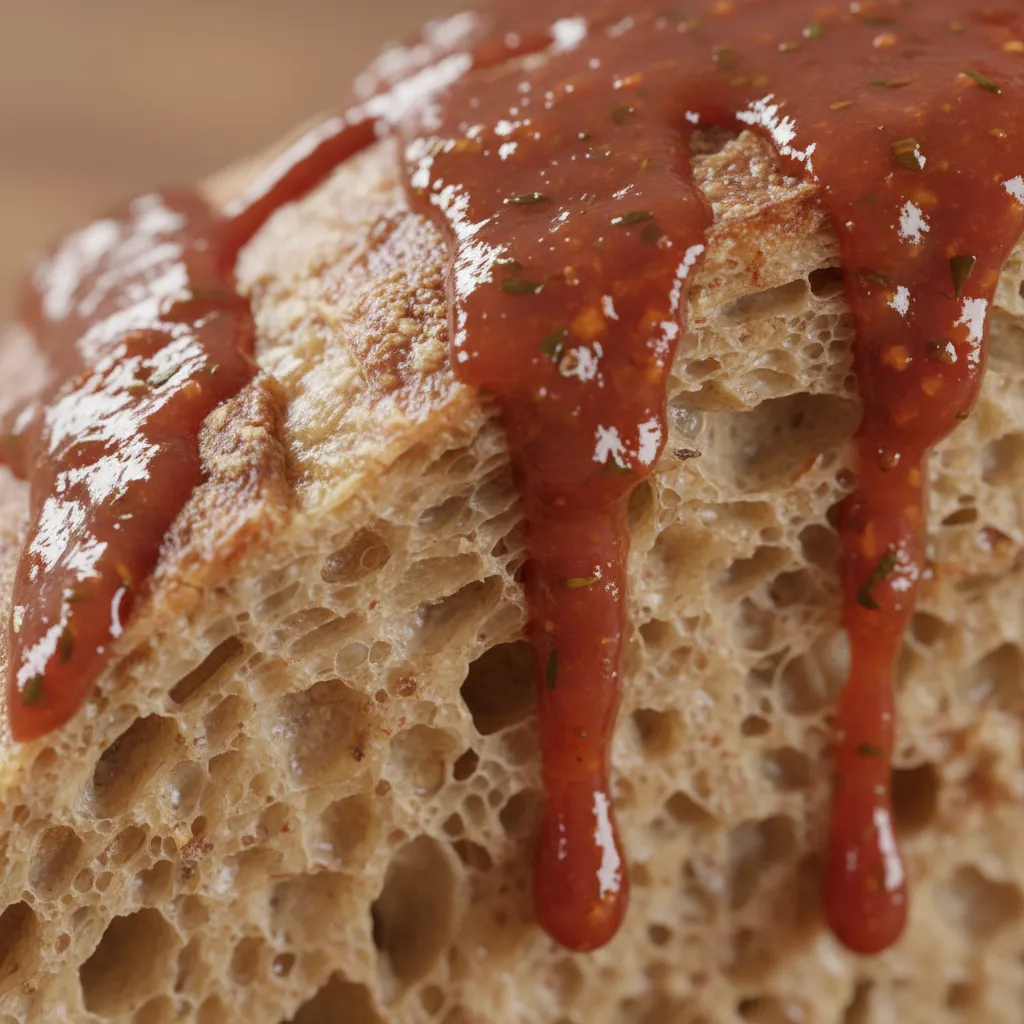 Close up render showing realistic bread and sauce materials in 3D food rendering
