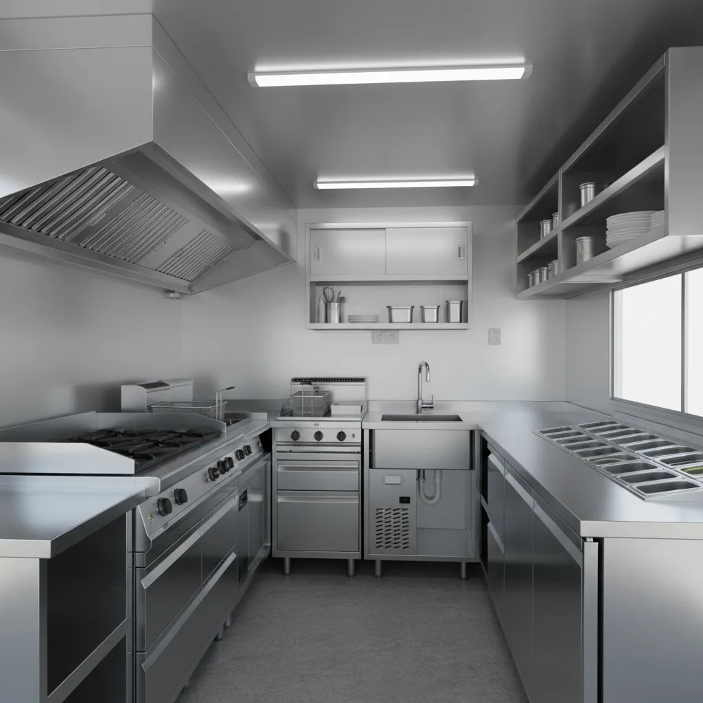 Modelo 3D de diseño interior de food truck