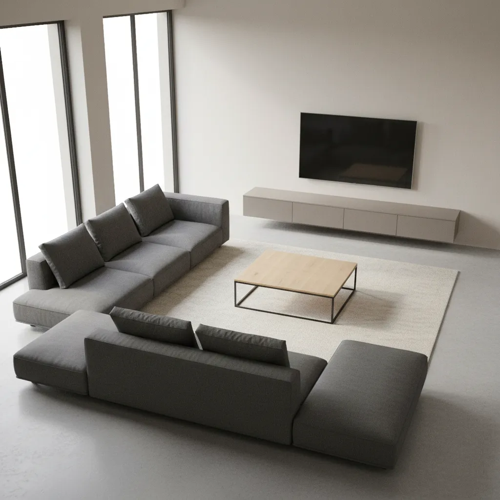 Testing furniture placement in a 3D living room floor plan