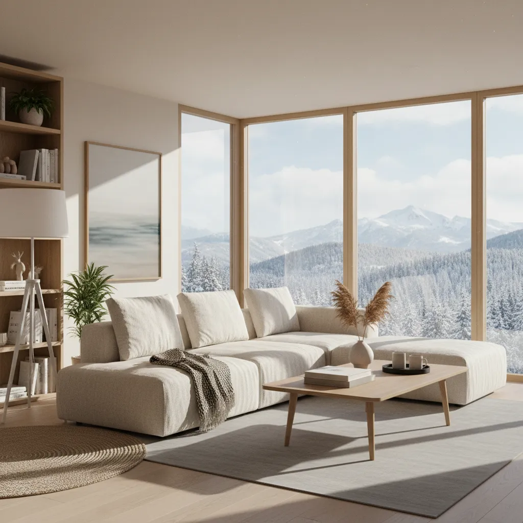 Realistic 3D rendered living room created with home design software