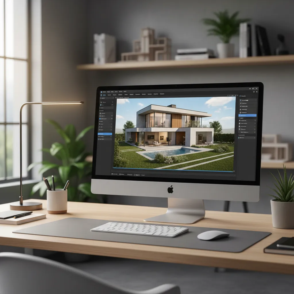 3D home model displayed inside residential building design software interface