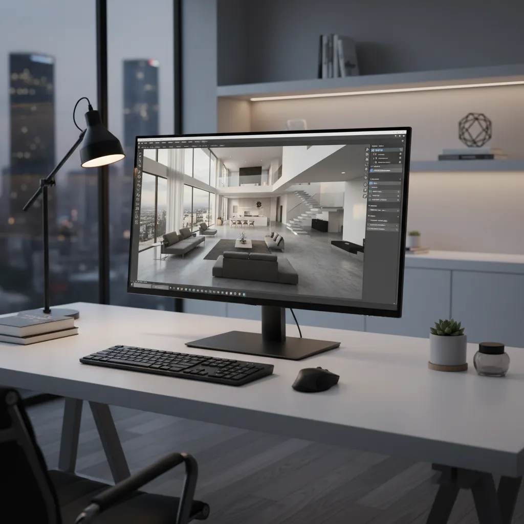 3D model of a modern house displayed on design software interface