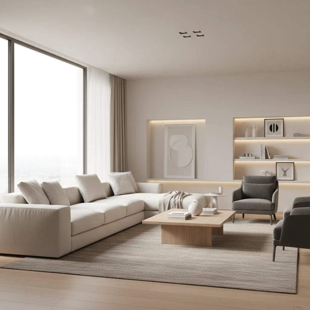 3D visualization of a modern living room created with home design software