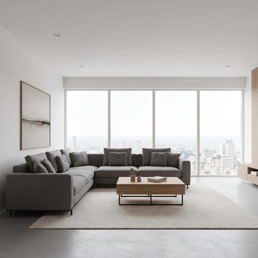 3D visualization of a modern living room created using online home design software