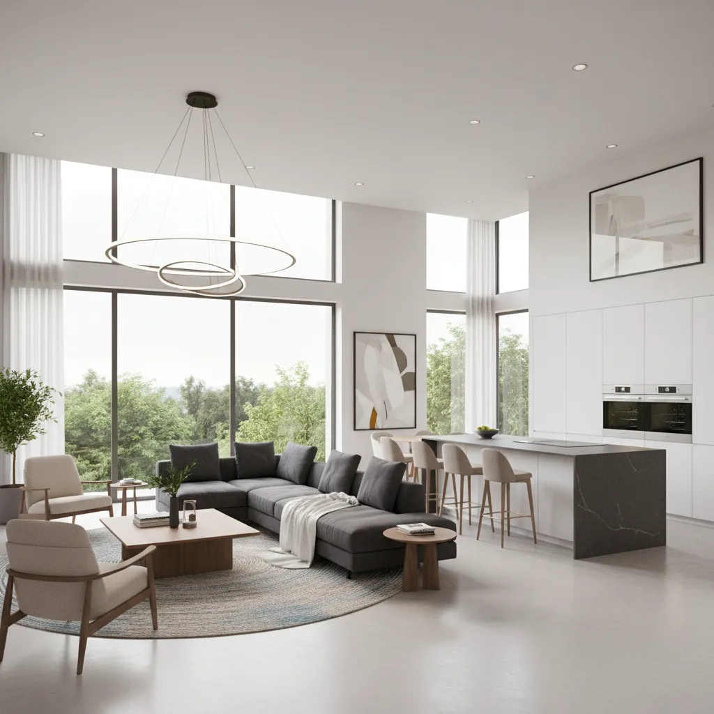 Visualización 3D de una casa moderna generada por software de diseño