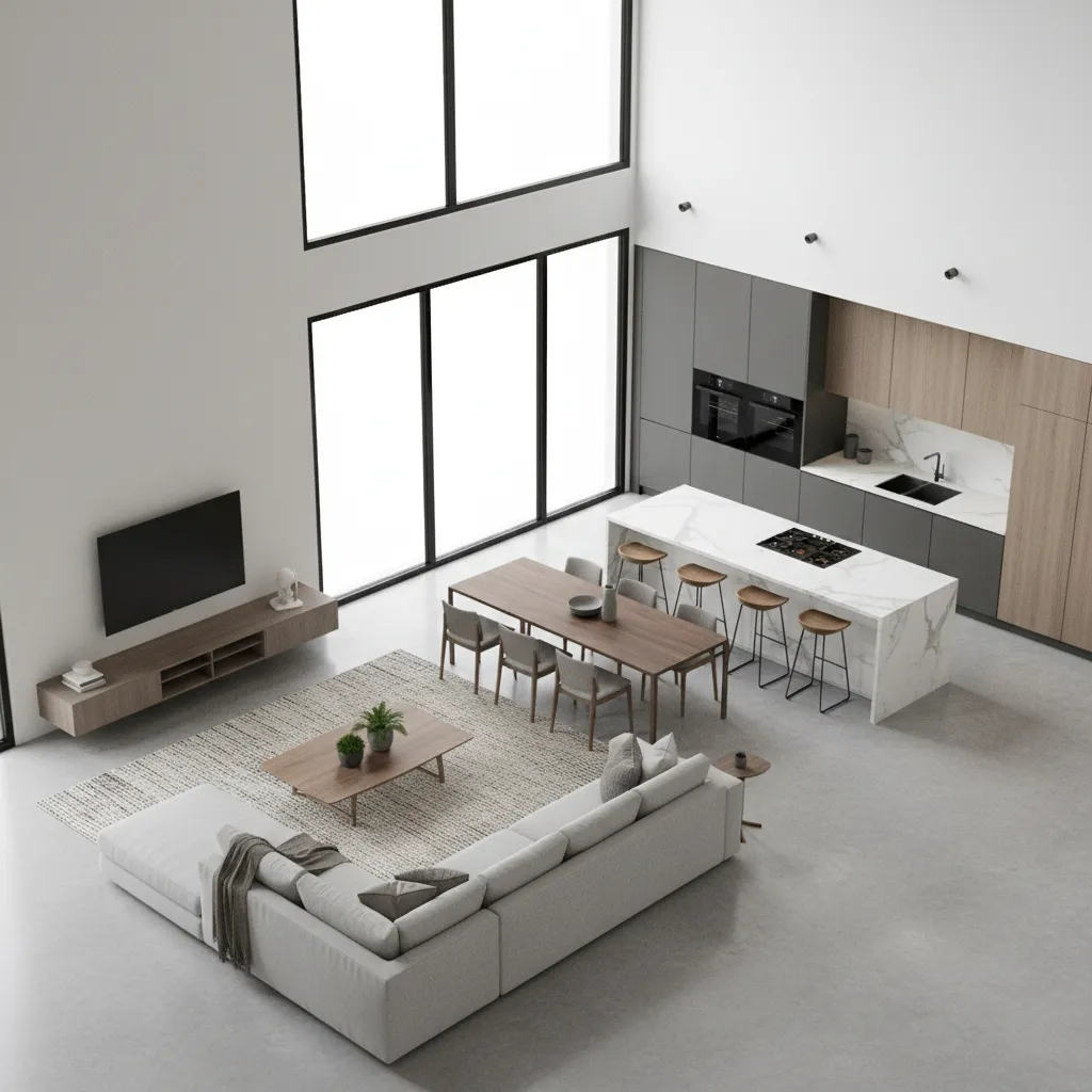 3D visualization of a home interior generated from floor plan design software