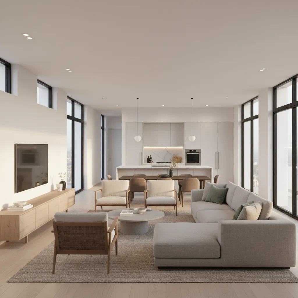 3D visualization of a home interior layout generated from floor plan software