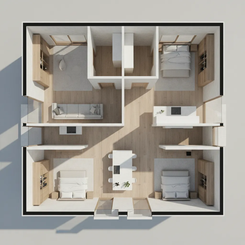 3d visualization of large home layout showing optimized space planning