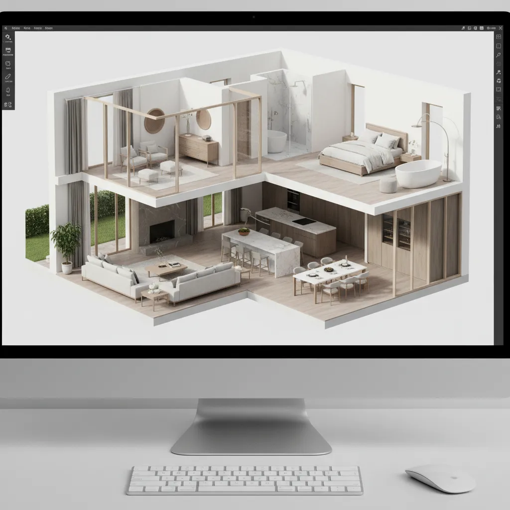 3D home model visualization inside home design software