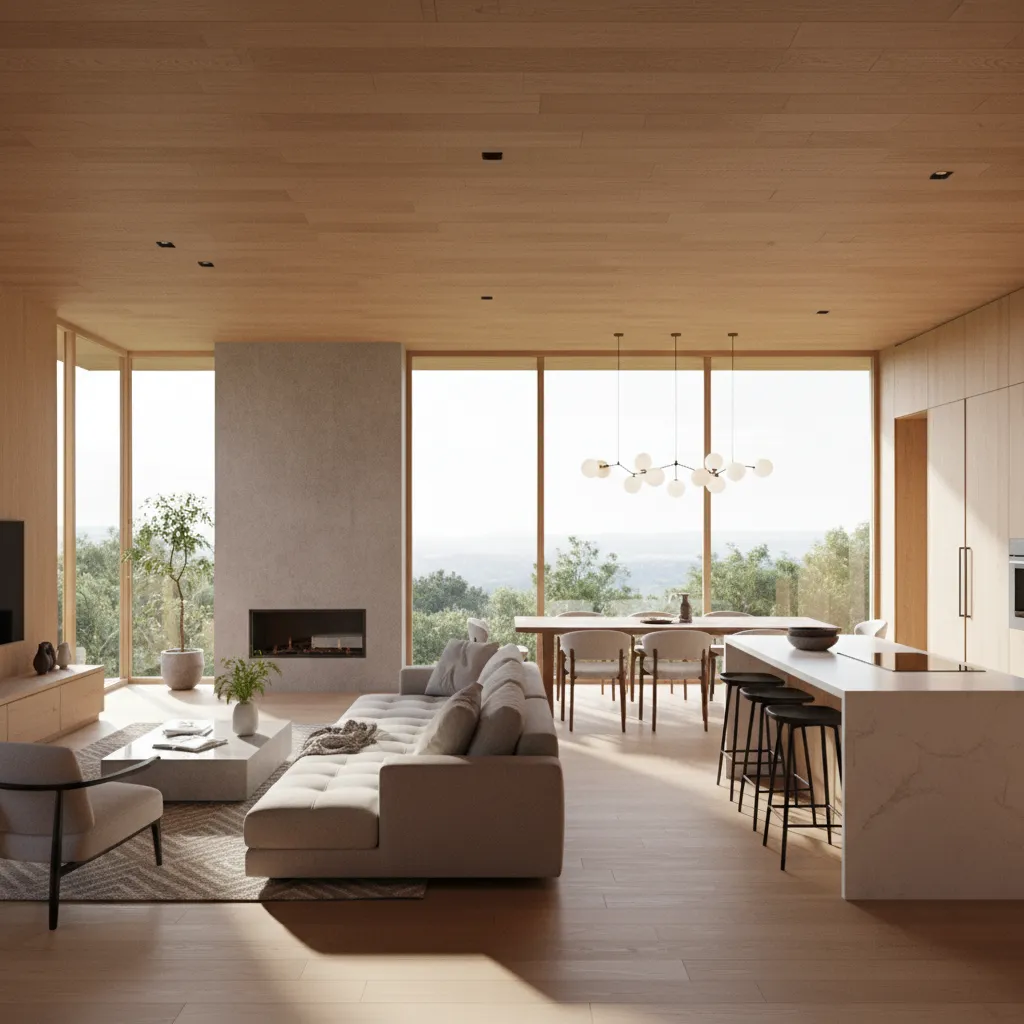 Render 3D realista de interior de casa generado a partir de un plano