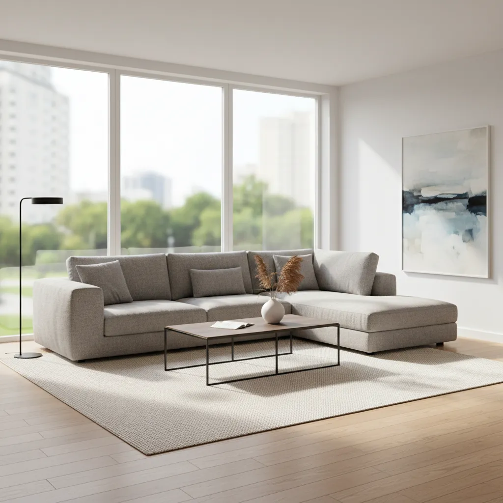 Hình ảnh render 3D nội thất phòng khách hiện đại từ bản vẽ nhà