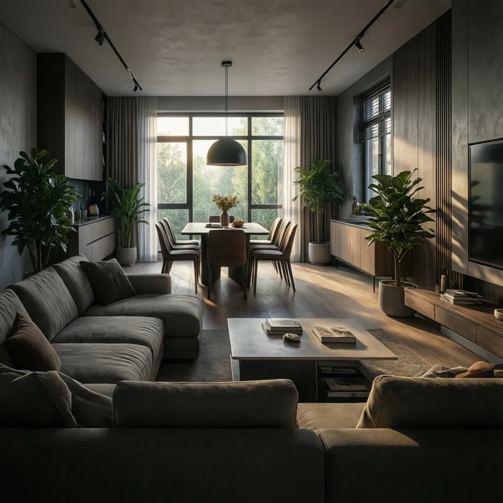 Example of layered interior space used to demonstrate 3D video depth perception