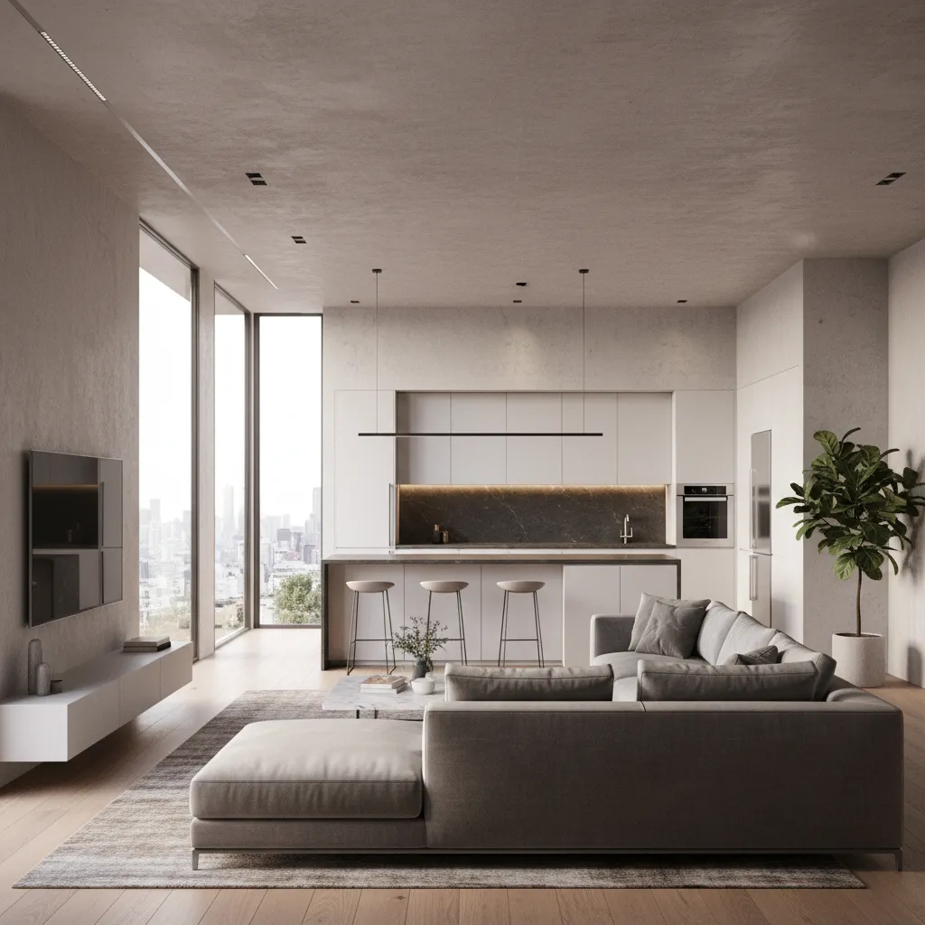 Visualización 3D de interior de casa generada con software de diseño
