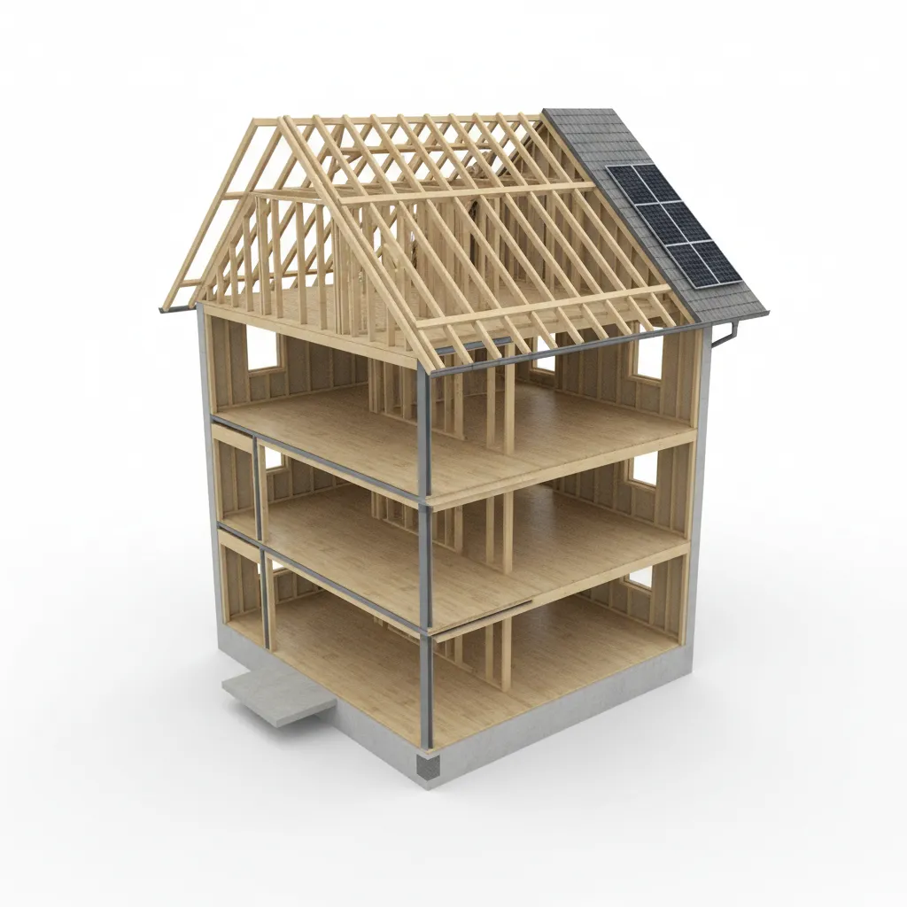 3d rendering of residential house structure used for construction planning