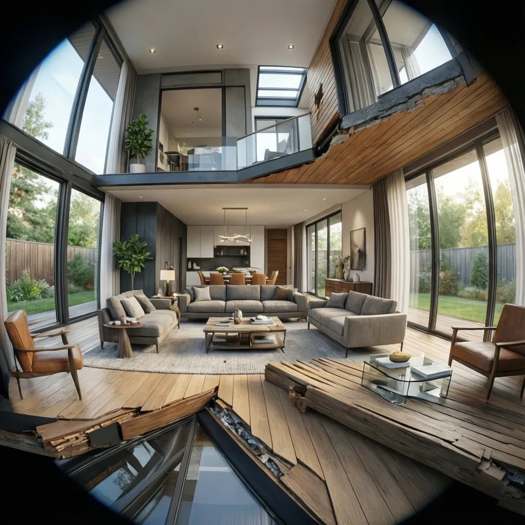 Visualización 3D de una casa moderna en proceso de diseño