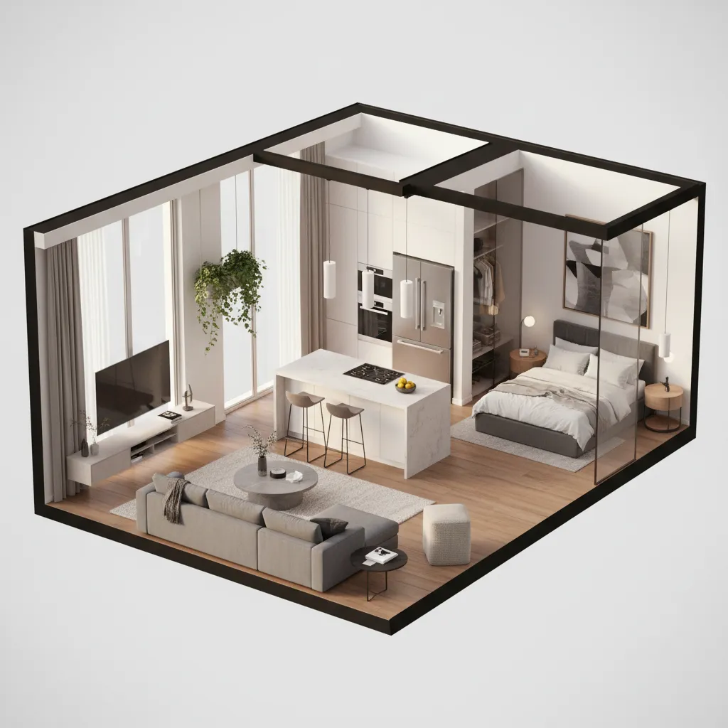 Visualización 3D de una vivienda generada desde un plano digital
